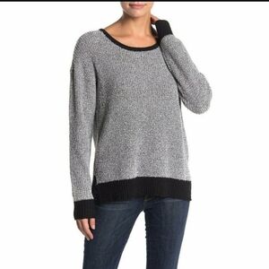 NWT Ady P Marled Boucle Black And White Sweater